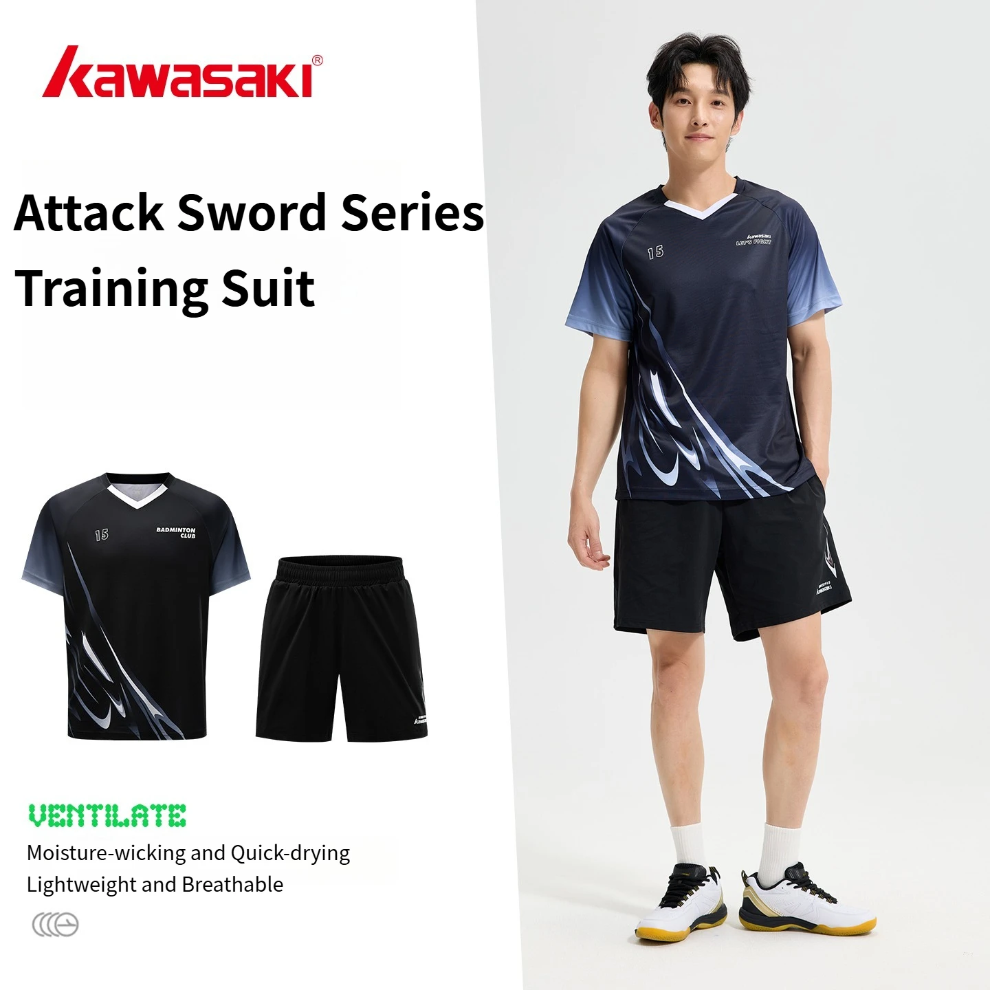 Kawasaki Badminton T Shirts Sets Volleyball Tennis Suits Shorts Sleeve Men Women Quick Dry Competition T-shirts Unisex Clothes