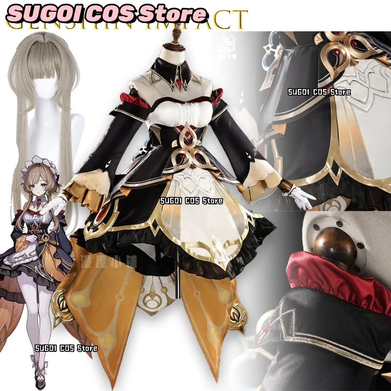 

BGenshin Impact Sandrone Косплей Костюм Игра Fatui Harbinger Sandrone Marionette Горничная Хэллоуин Плюс Размер {SUGOI COS}Хэллоуин