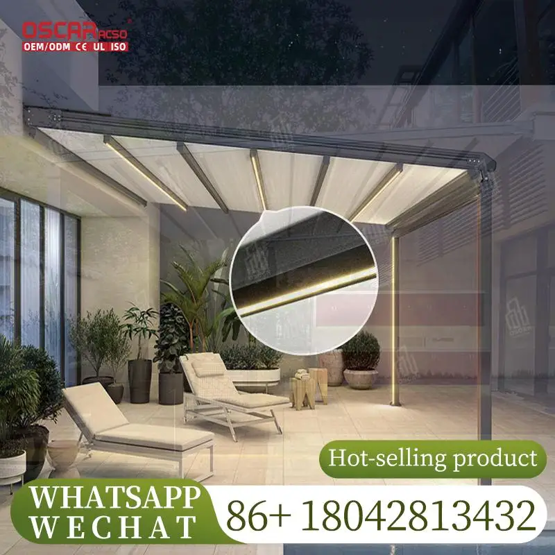 

Electric Retractable Aluminium Canopies Waterproof Folding Outdoor Shade Shelter for Balcony Patio Garden Retractable Canopy Per
