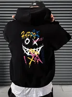 Personalized Colorful Pattern Hoodie Men's Graffiti Manga Pullover Autumn Street Wear Hip Hop Clothing
