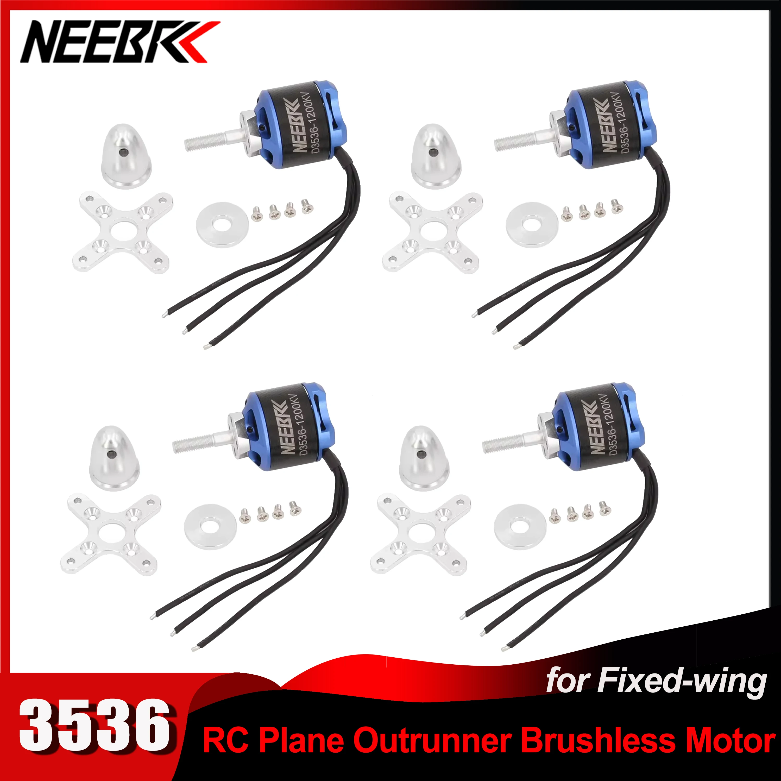 

1/2/4pcs NEEBRC 3536 1200KV 2-4S 1.5kg Load Brushless Motor for RC Fixed-wing FPV Racing Drone Quadcopter Airplane Plane Parts