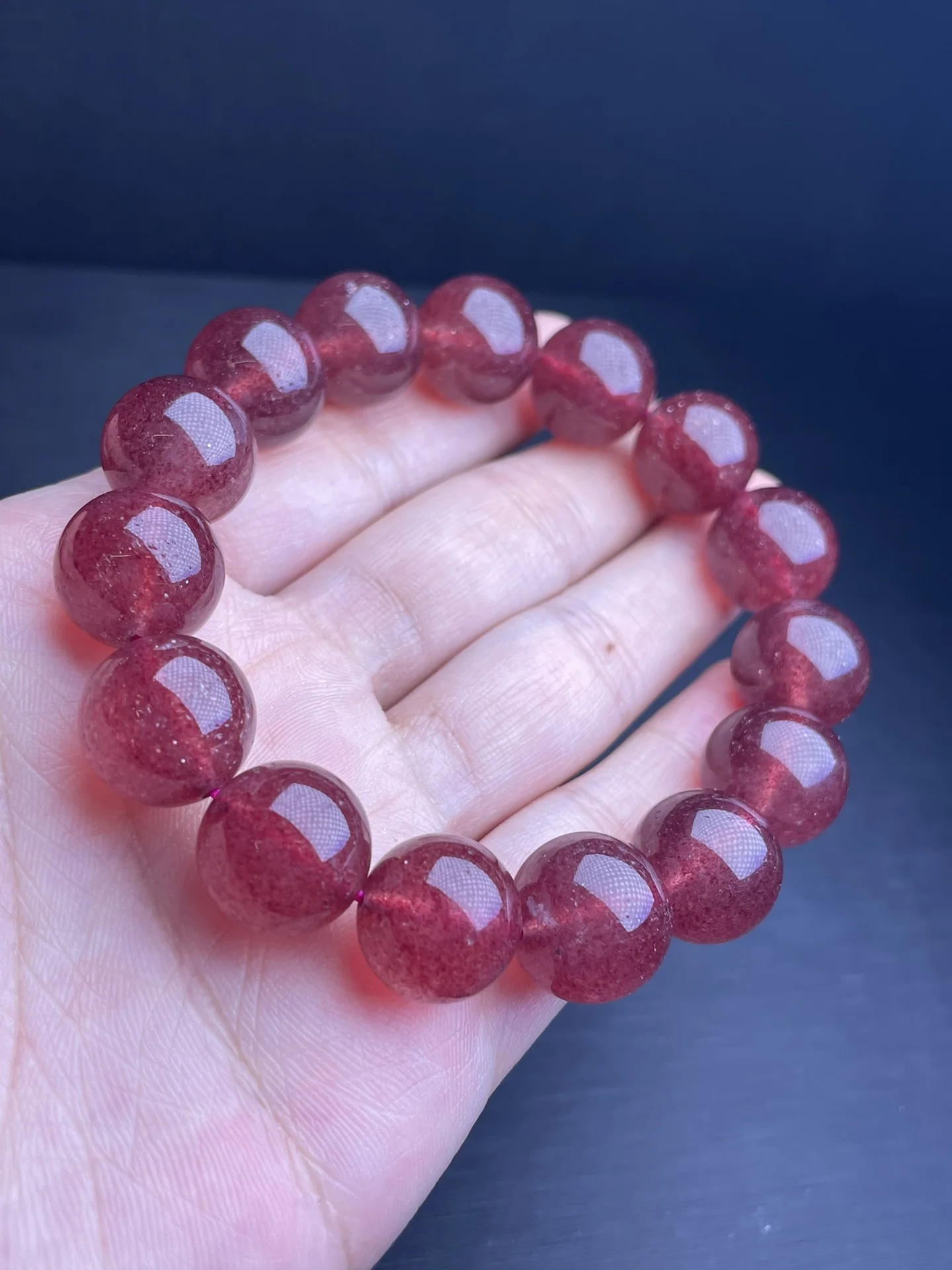 14MM Natural Red Strawberry Quartz Bracelet Wholesale Design Stretch Polychrome Handmade Beads Healing Women Jewelry Gift 1pcs