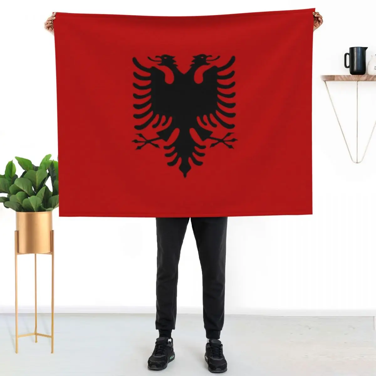 Albanian Eagle Red Eyes Throw Blanket Decorative Sofas decorative Warm Soft Plaid Tourist Winter beds Blankets