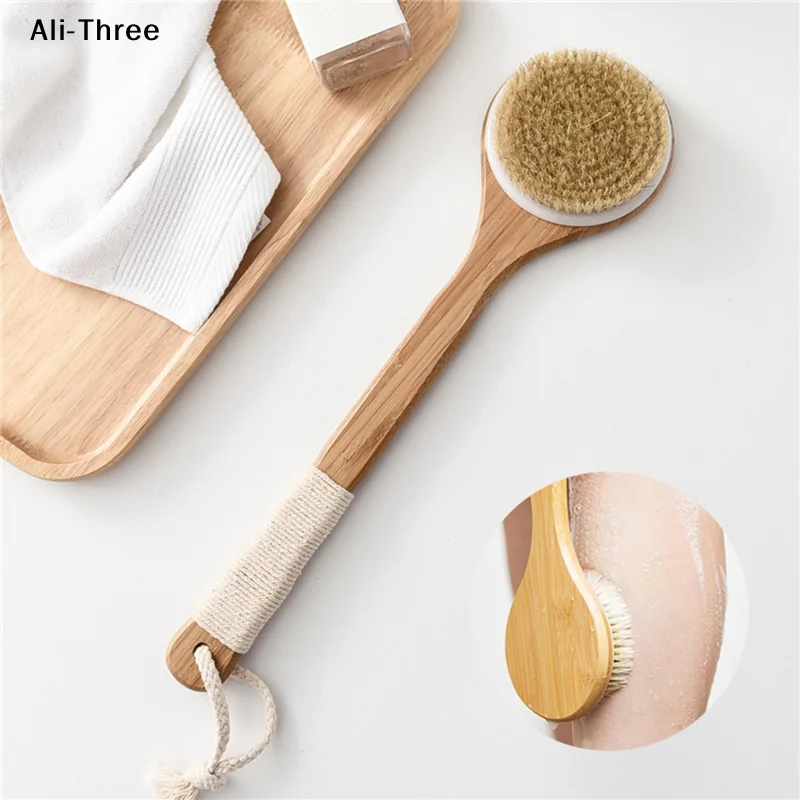 

1Pcs Bamboo Back Scrubber Long Handle Body Scrubber Light Easy-to-Hold Shower Brush For Skin Cleaning Exfoliating