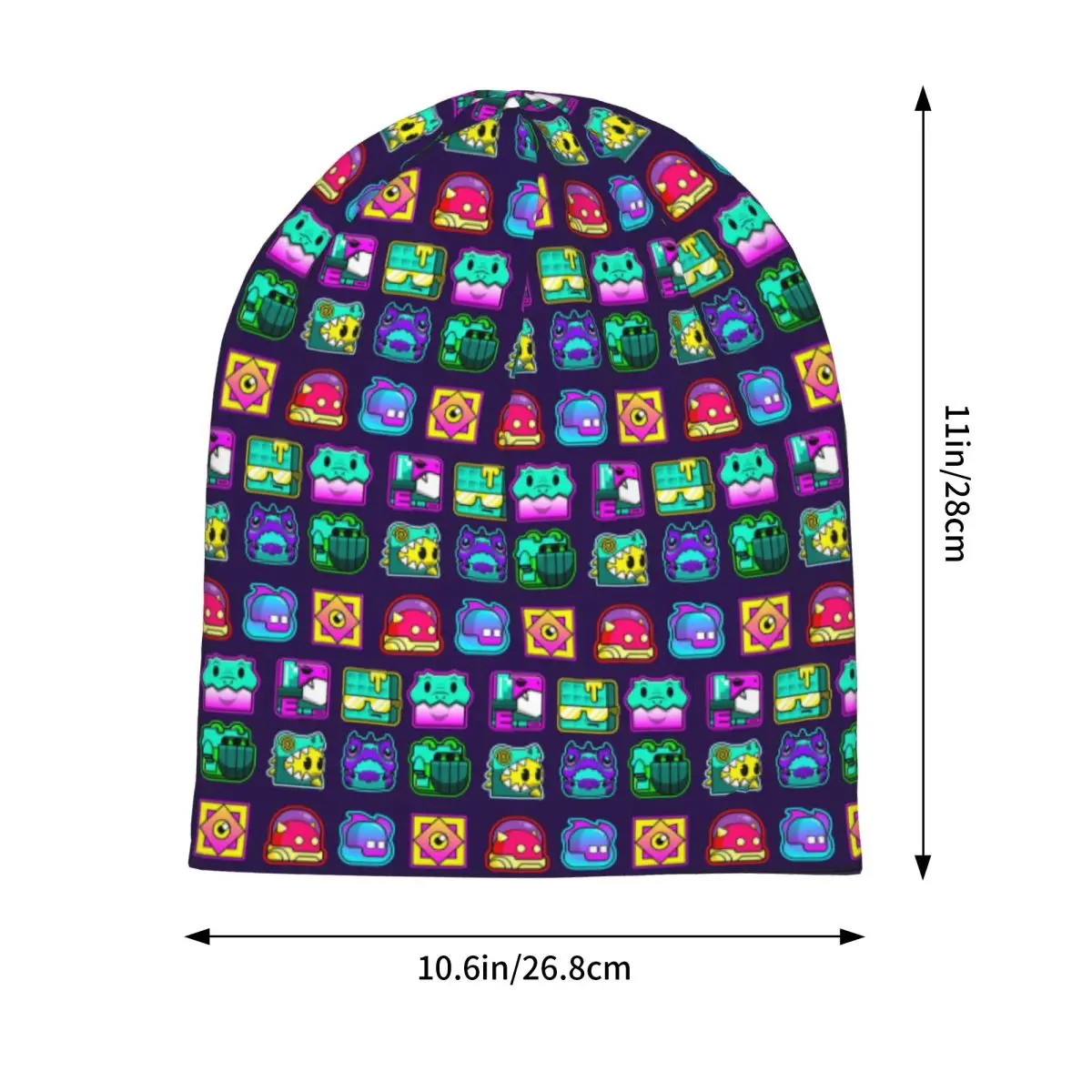 Video Game Geometry Dash  Men Women Adult Beanies Caps Knitting Bonnet Hat Warm Hip Hop Autumn Winter Outdoor Skullies Hats