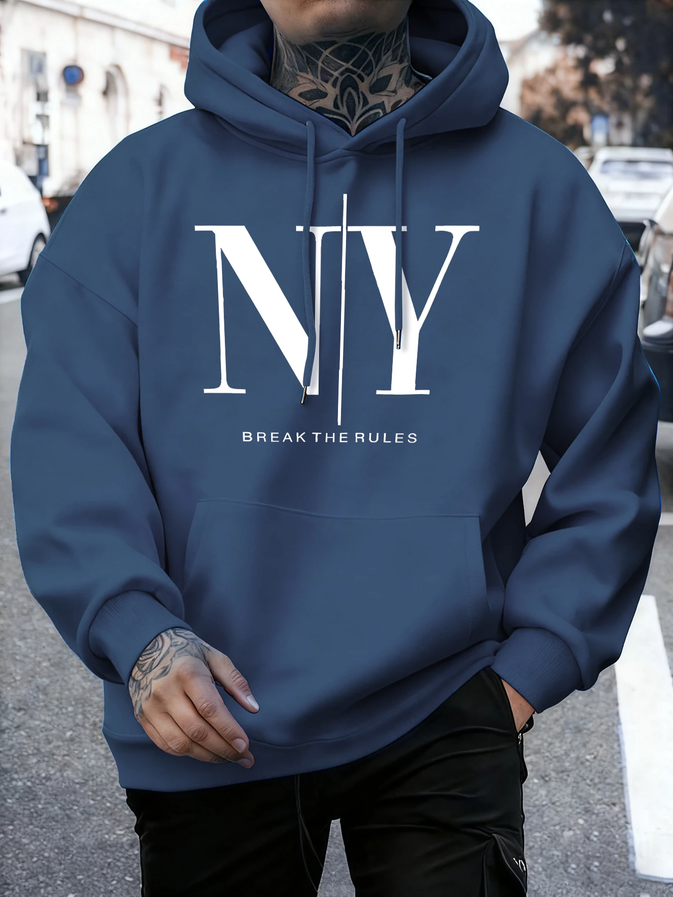 Brechen Sie die Regeln Ja, keine Drucke, Herbst-Fleece-Sweatshirts, weicher Jogging-Hoodie für Herren, bequeme Street-Pullover, Sport, lockere Sportbekleidung