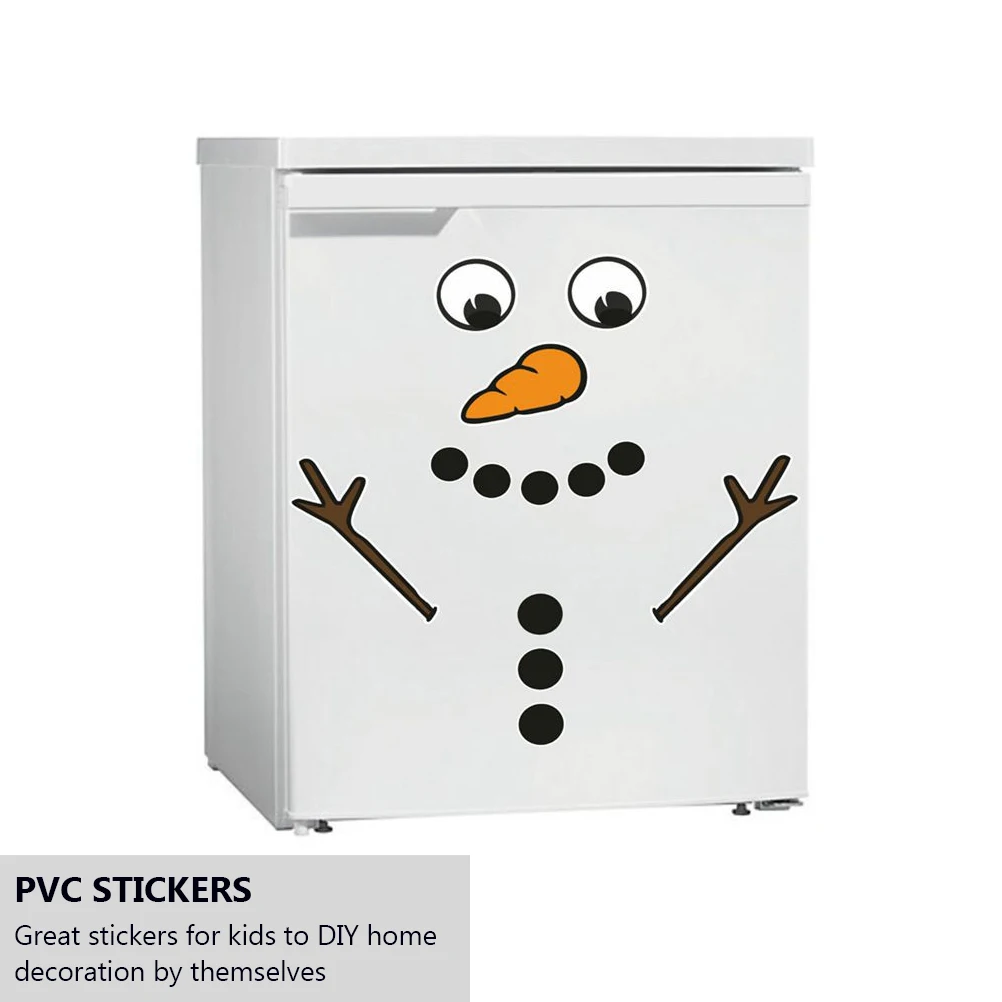 

2 Pcs Snowman Fridge Magnet New Year's Decor Christmas Glass Window Stickers Goods Wall Decals Refrigerator Cartoon Floor