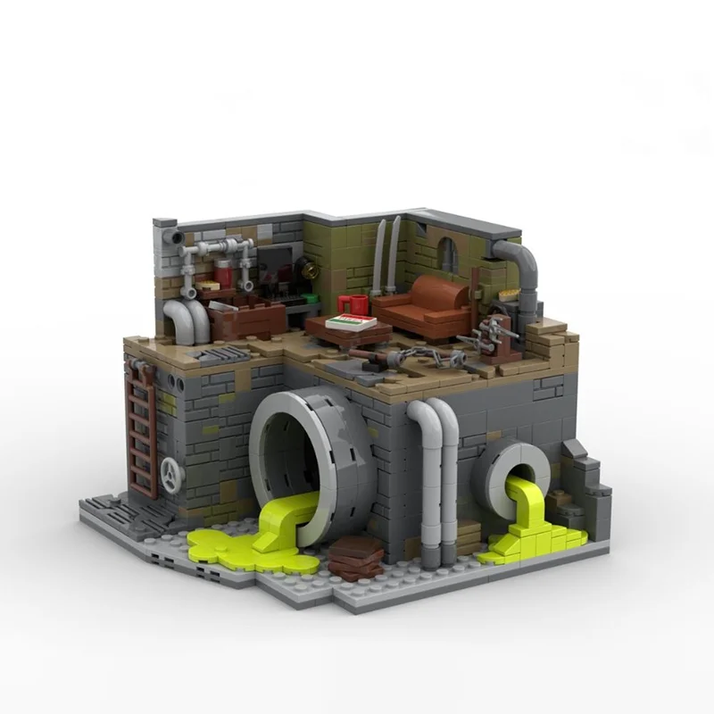 Tortoise Anime Street View Model DIY MOC Building Bricks Sewer Nest Modular Technology Holiday Assemble Toys Suit
