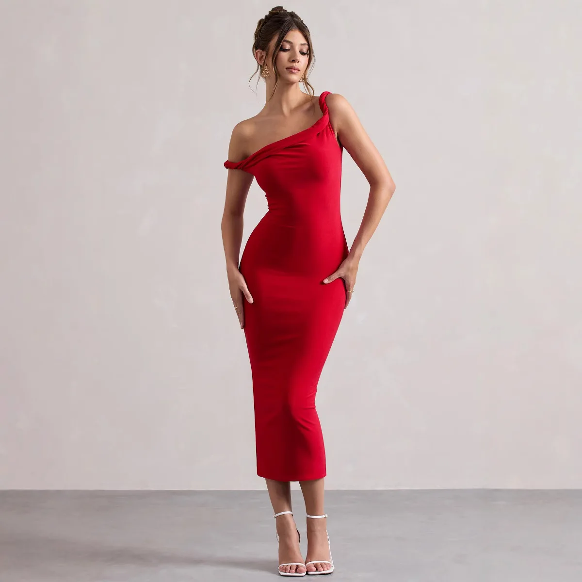 

Sexy oulder Bared Slim Fit High Waist Milk Fiber Dr for Women Autumn Collection Chinese Manufacturer Thiened No Sve