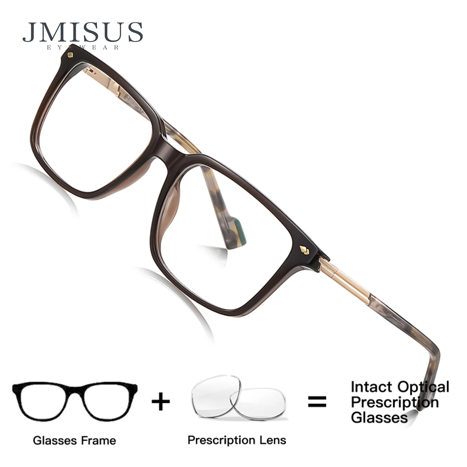 

JMISUS JMISUS Japanese Fashion Square Prescription Glasses Myopia Eyewear Handmade Acetate Optical Eyeglasses for Women Men