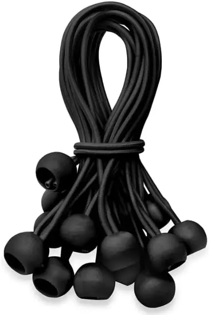 

6 Inch Heavy Duty UV Resistant Elastic Bungee Cords with Balls, 20 Pack Black for Outdoor Use