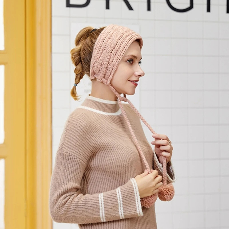 Gorro invierno para adultos, calentador orejas tejido, bufanda, orejeras para niña, calentador orejas tejido