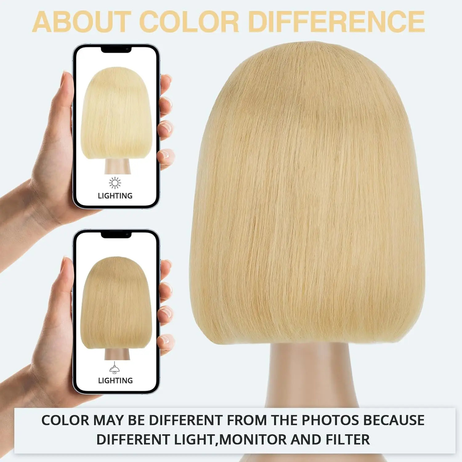 บ๊อบสั้น613สีบลอนด์น้ำผึ้งวิกลูกไม้ด้านหน้าความละเอียด HD 13X4ตรงสังเคราะห์ Prepluck Hairline คอสเพลย์ใส่ได้ทุกวัน