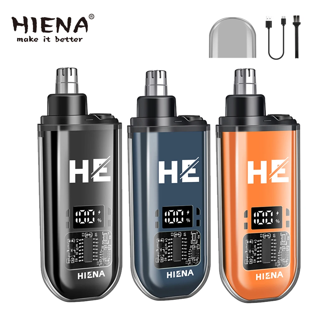 HIENA Electric Nose Ear Hair Trimmer for Men or Women Mini Portable USB Stainless Steel Head Silent Motor Nose Hair Cleaner Gift