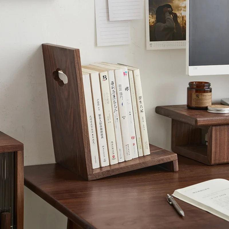 Stable Black Walnut Book Stand L-shaped Shelf for Office Support Study Desktop Book Holder for Organized Reading