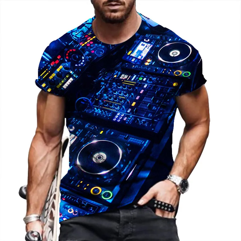 Short Sleeve 3D Rock Style Men's T-Shirts Summer Streetwear Digital Printing Tops Round-Neck Hip Hop Casual Man Tee Big Size 6XL
