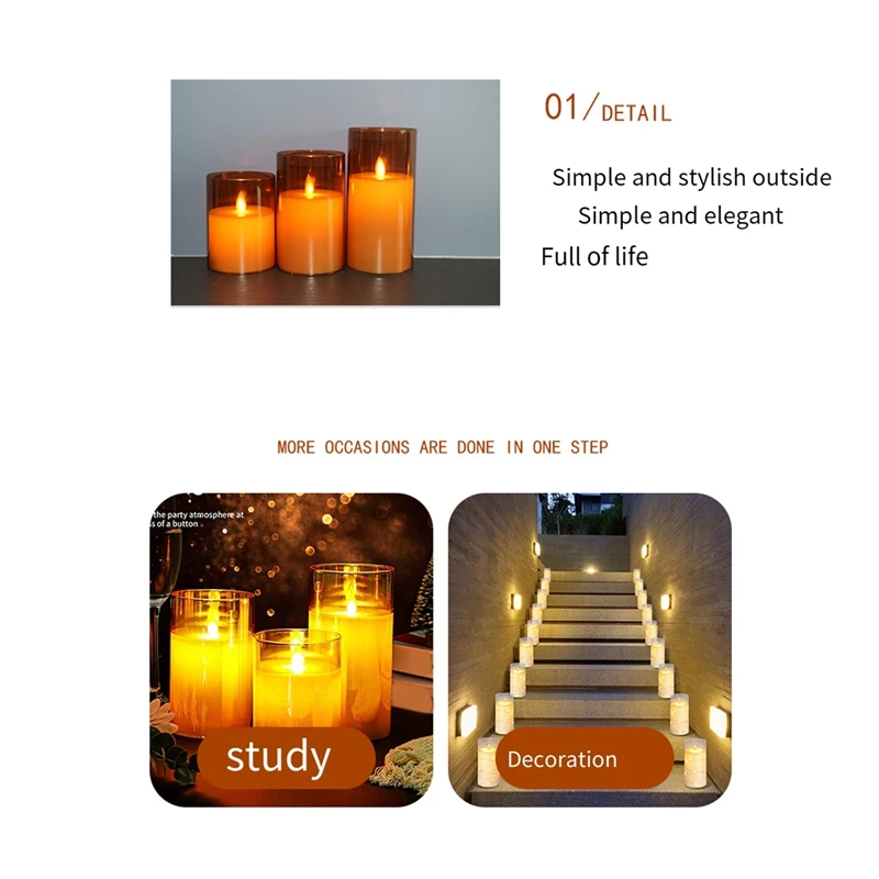 Plastic Cover One-Piece Simulation Wedding Bar Decoration Birthday Remote Control LED Electronic Candle Light Durable Set B