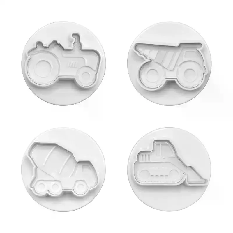 4pcs 3D Car Plane Cookie Cutter Biscuit Mold Train Vehicle Transportation Baking Stamp Press Plunger Sugarcraft Fondant Cutters