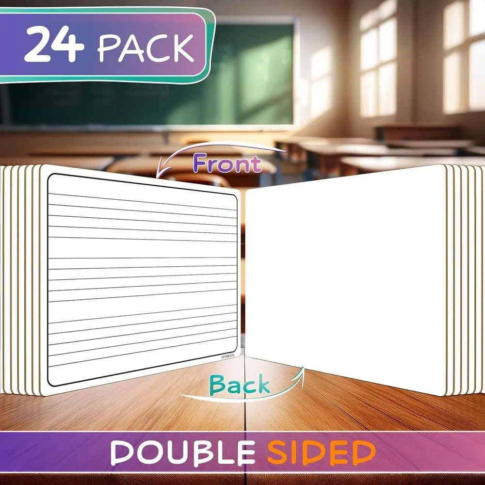 Double-Sided 9x12 White Lap Boards with Music Staff for Kids, Students, and Musicians, Includes Erasers