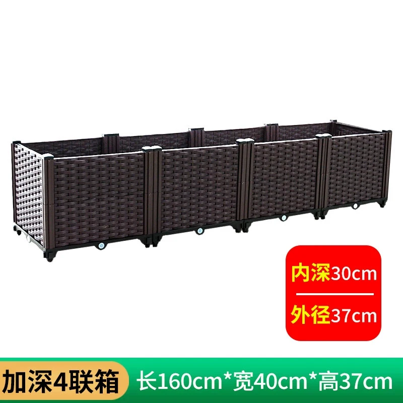 

Extra Large Deep 4-Section Raised Garden Bed 160x40x37cm Planter Box for Vegetables Flowers Herbs Outdoor Indoor Balcony Patio P