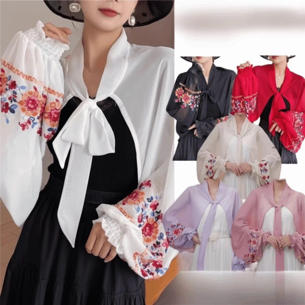 

Exquisite Breathable Flower Shawl Long Polyester Sunscreen Scarf Large Lightweight Seaside Vacation Cloak Neck Decoration