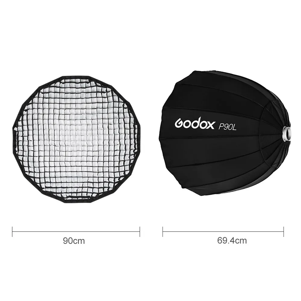 Godox Portatile P90L 90CM Profondo Parabolico Griglia A Nido D'ape Softbox per Bowens Elinchrom Mount Studio Flash Riflettore Softbox