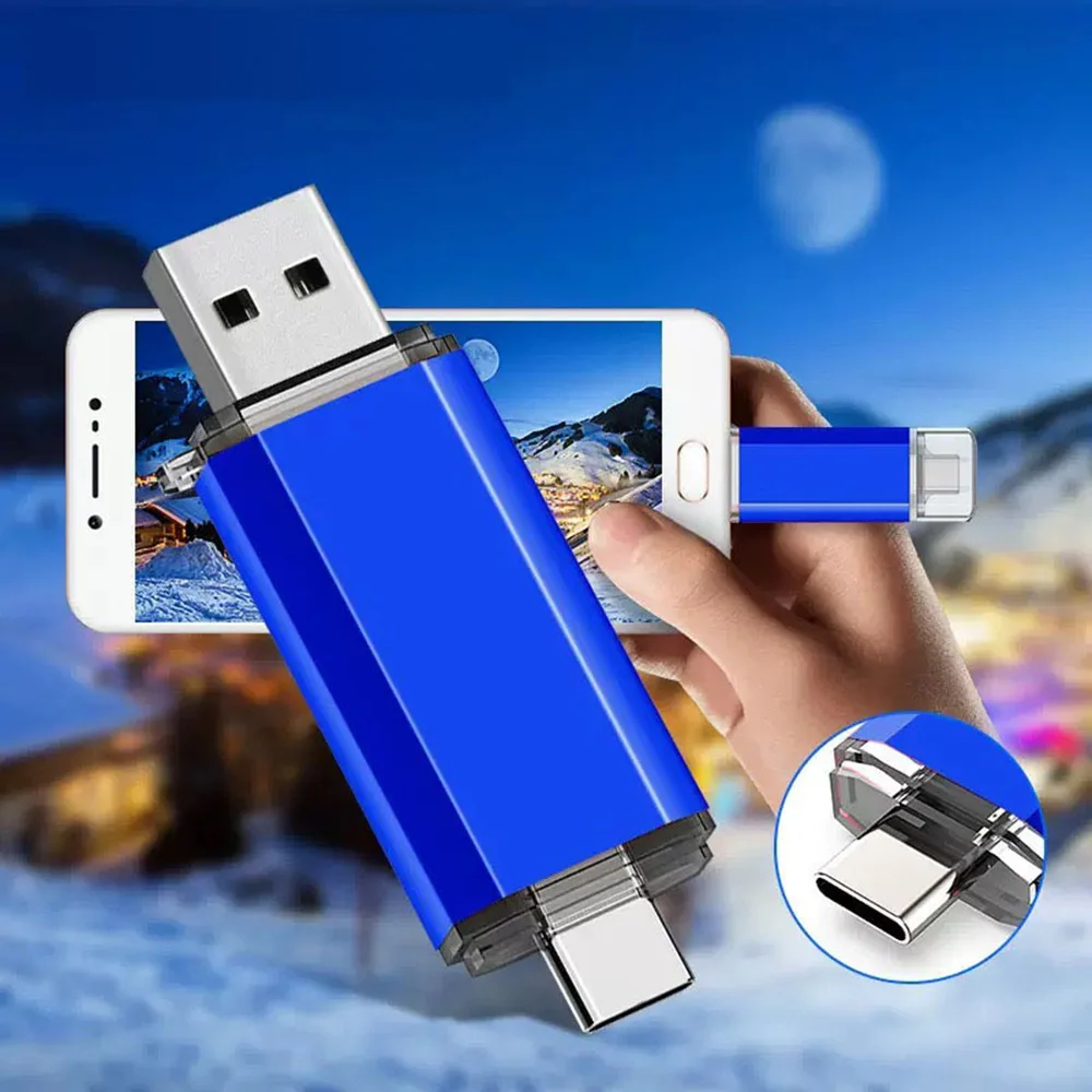 Lenovo 16TB 2 In 1 OTG USB Flash Drive 3.0 Type C 8TB 2TB Pendrive For iPhone Huawei Xiaomi Android Laptop Memory Stick