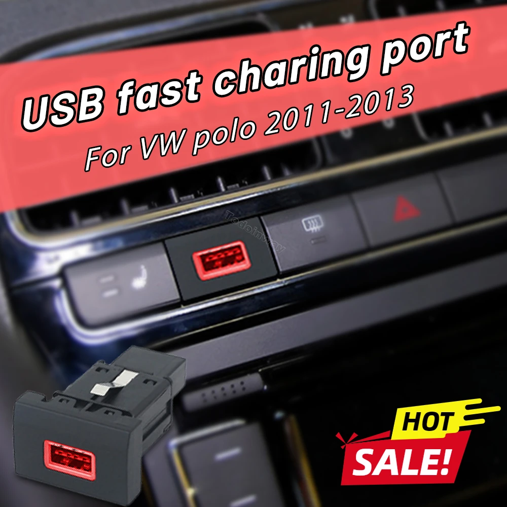 LED Quickly Fast Charging Built in Car Dual Type-C Usb Adapter for Volkswagen Polo 2011 2012 2013 Interior Tuning