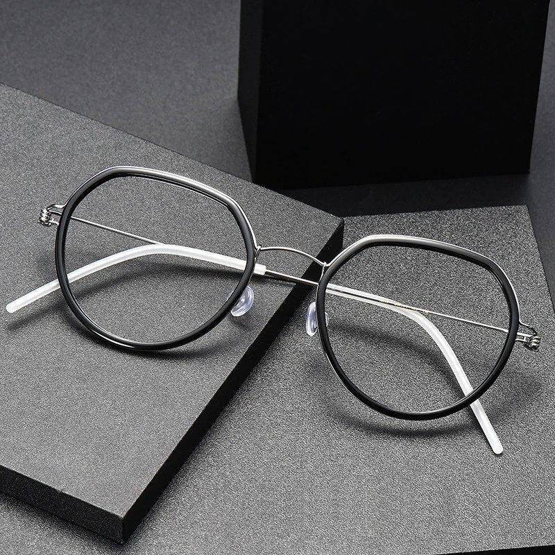 Handmade Screwless Irregular Round Glasses Frame Women Vintage Titanium Acetate Ring Eyeglasses Men Ultralight Optical Eyewear