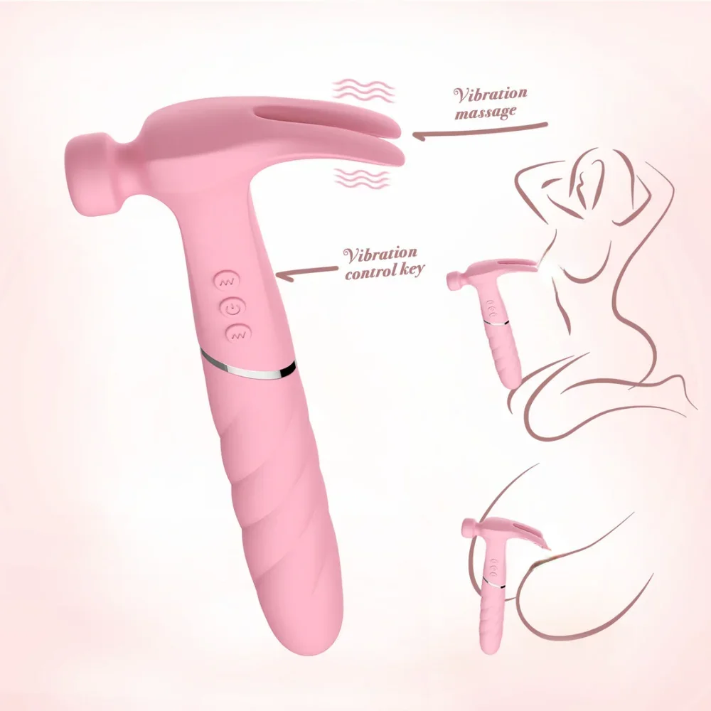 G Spot Masturbation Multifunctional Hammer Vibrator Telescopic Dildo Vaginal Sex Machine Clit Sucking Nipple Stimulation Massage