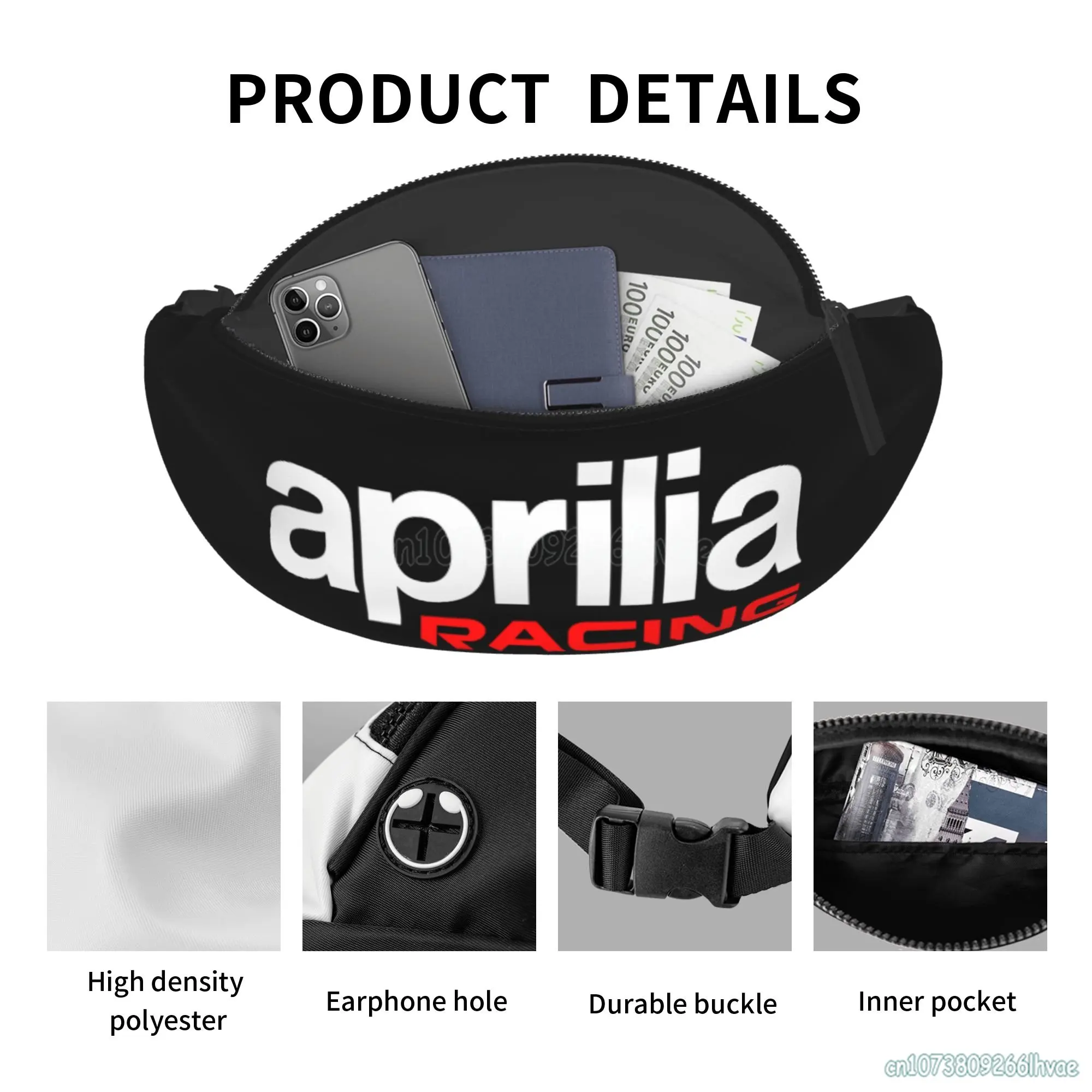 Aprilia Racing Fanny Pack para Homens Mulheres Unisex Casual Cintura Bag para Correr Caminhadas Viagem Caminhada Pesca Esportiva Cintura Packs