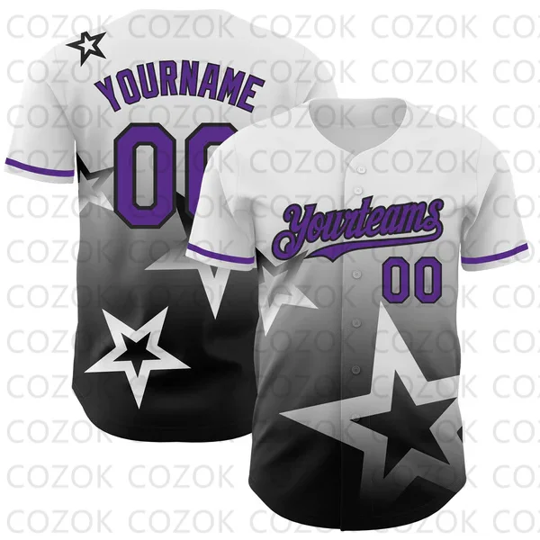 

Custom Star White Pattern Baseball Jersey Men and Women Shirt 3D Printed Shirt Team Shirts Hip Hop Unisex Tops