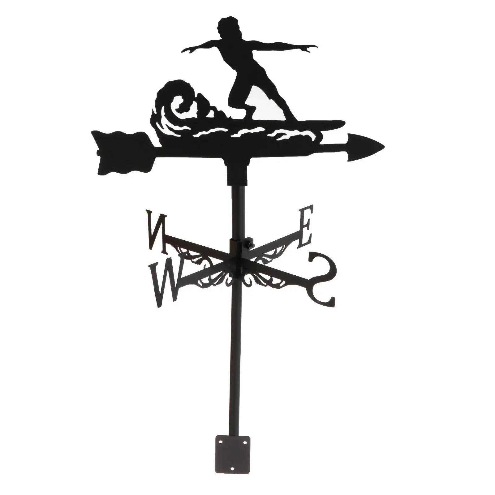 Iron Weather Vane, Wind Direction Indicator Wind Vane Roof Fence Mount Outdoor Crafts Scene Decor Measuring Tools