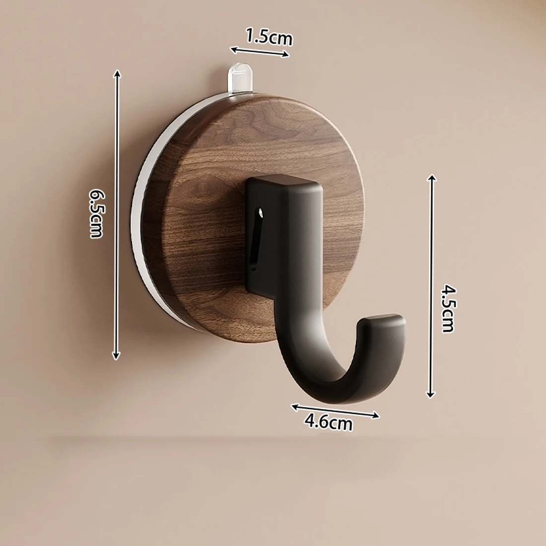 Picture 4: Suction Cup Wooden Material Hook Door Rear Hook Bathroom Strong Load-bearing Seamless Hook Home Decoration
