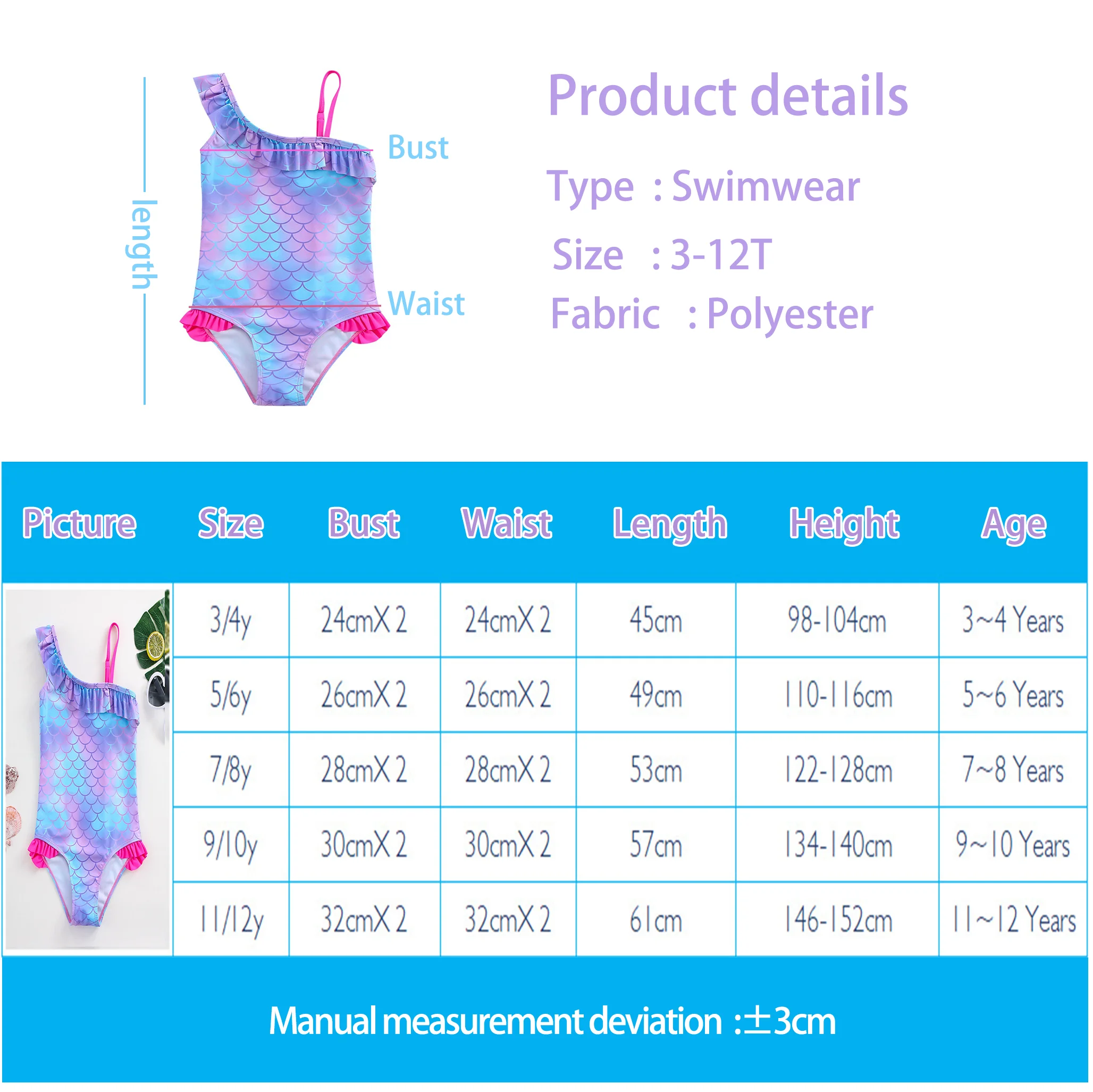 Maillot de bain une pièce en écailles de poisson sirène pour filles, robes d'été pour enfants, vêtements de plage trempés