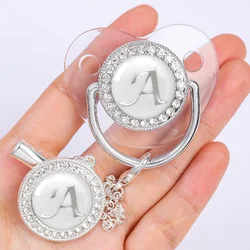 Baby personalisierte Schnuller Clip Neugeborenen Luxus Schnuller Halter Brief Silber Bling Säugling transparent Silikon Beißring BPA frei