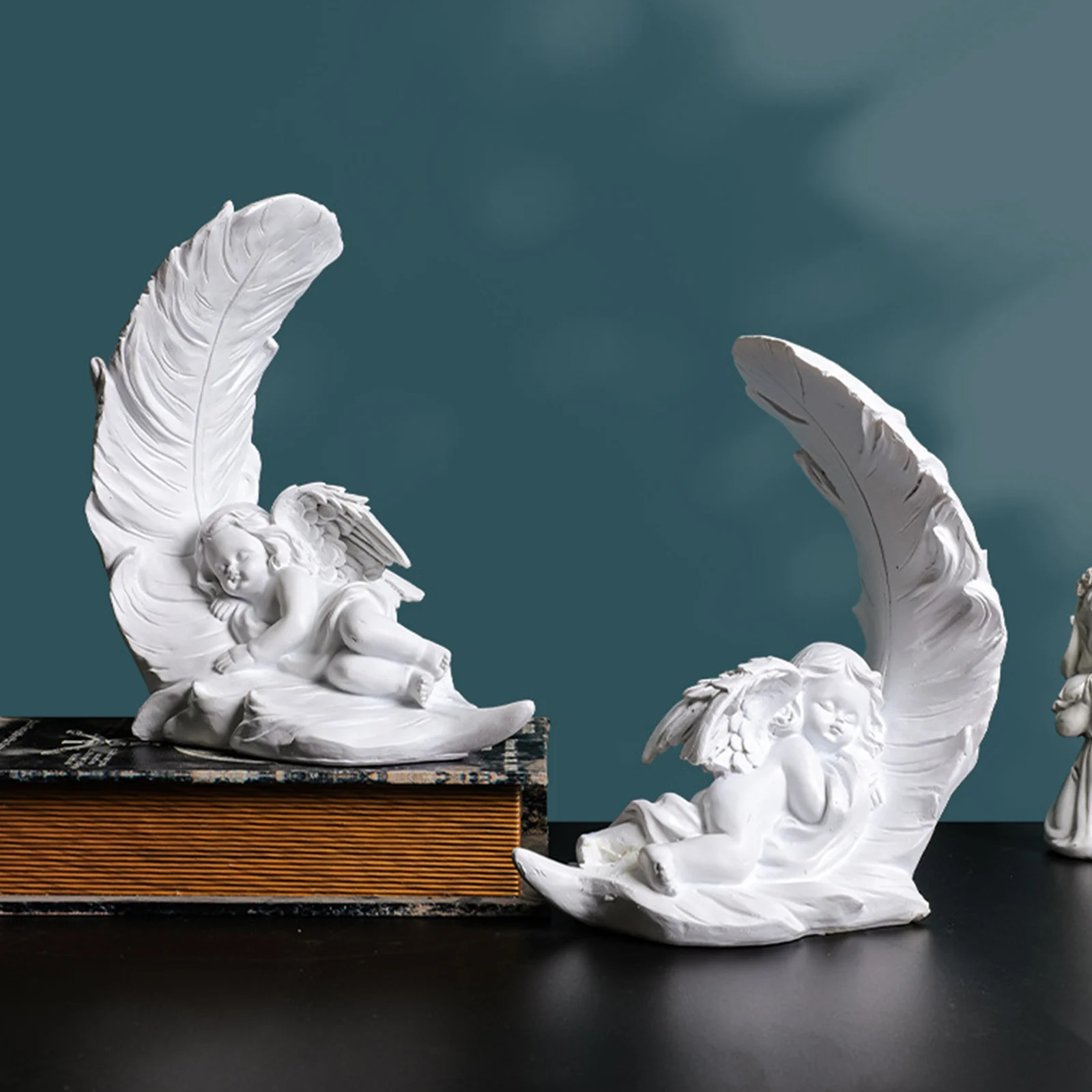 

Nordic Style Resin Angel Statue Small Lying on Sculpture for Garden Home Office Table Decoration Craft