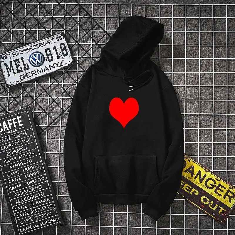 Fashion Womens Autumn Winter Hoodies Fleece Heart Print Harajuku Pullover Loose Lover Hoodies Sweatshirts Couple Casual