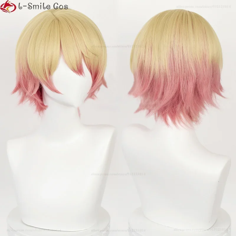 High Quality Tenma Tsukasa Cosplay Wig Short 30cm Gradient Kamishiro Rui Heat Resistant Synthetic Hair Halloween Wigs + Wig Cap