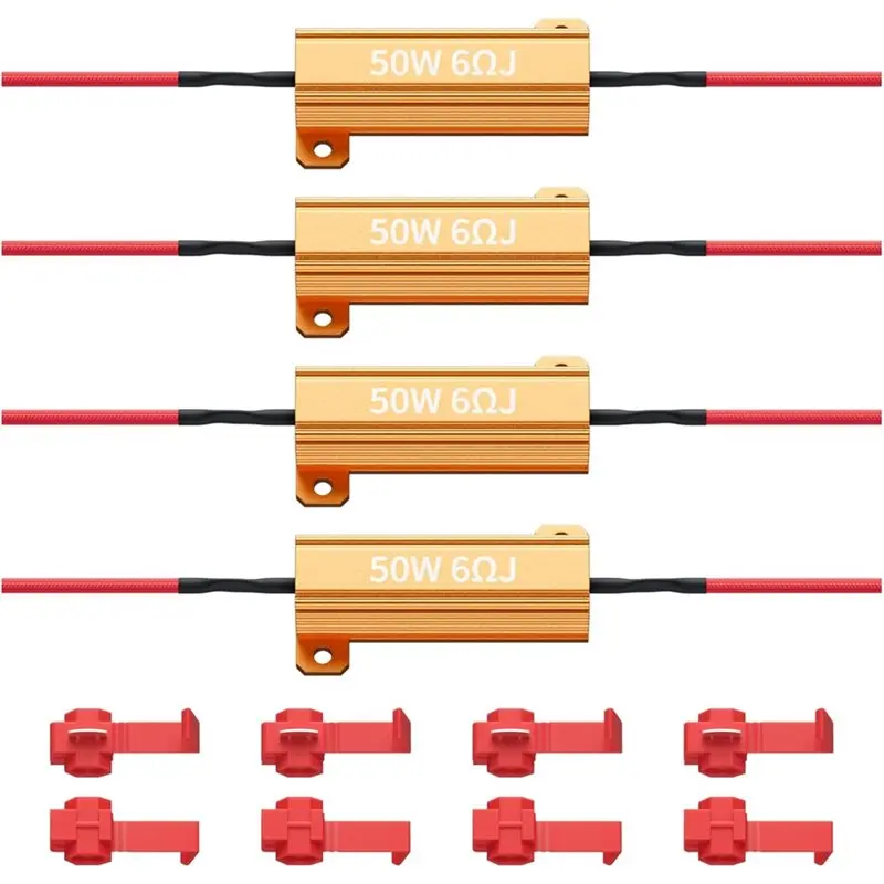 

Lightweight 4Pcs 50W 6Ohm Load Resistors For LED Turn Signals - Led Load Resistor Kit, Fix LED Bulb Flash