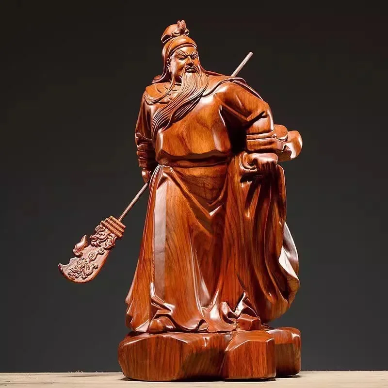 

Guan Gong Statue Rosewood Carving God Of Wealth Home Altar Office/Shop Decor Feng Shui Gift