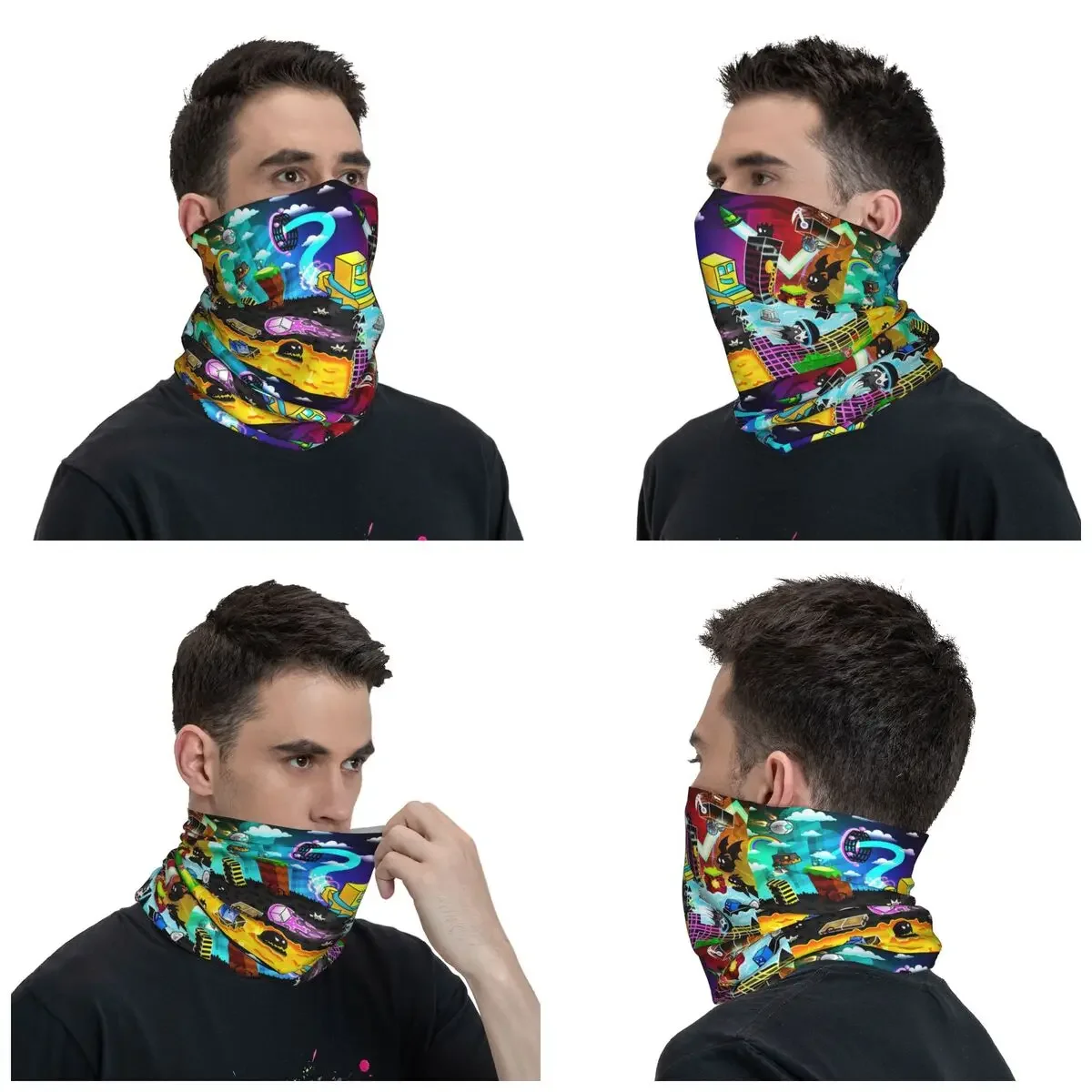 New Geometry Dash Video Game Bandana Neck Cover Printed Balaclavas Wrap Scarf Warm Cycling Outdoor Sports Unisex Adult Winter