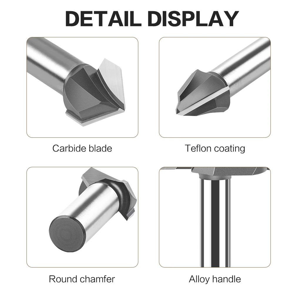 1pc 12mm 1/2in Shank 90 Degrees V-type Slotting Cutter Woodworking Milling Cutter Carbide CNC Engraving Router Bit Grooving Tool