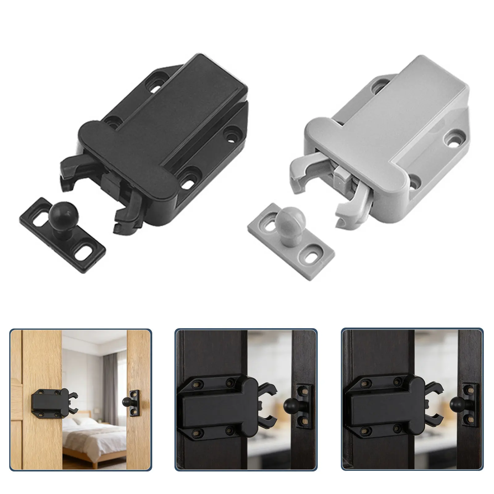 4Pcs Plastic Push Latch Self-Locking Device Cupboard Cabinet Drawer Door Rebounding Touch Latch Safe Open Catch Lock
