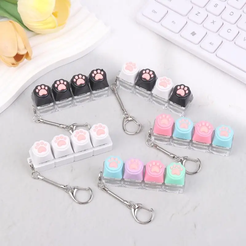 Silicone Cat Paw Keychain Stress Relief Toy For Keyboard Lovers Portable Keyring Gifts