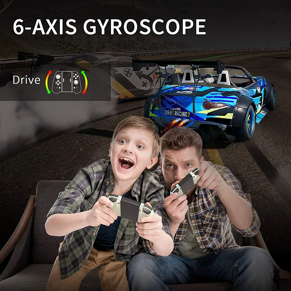 조이패드 스위치 컨트롤러, 터보 지원, 조정 가능한 진동 및 LED 조명, 그립 스탠드 포함