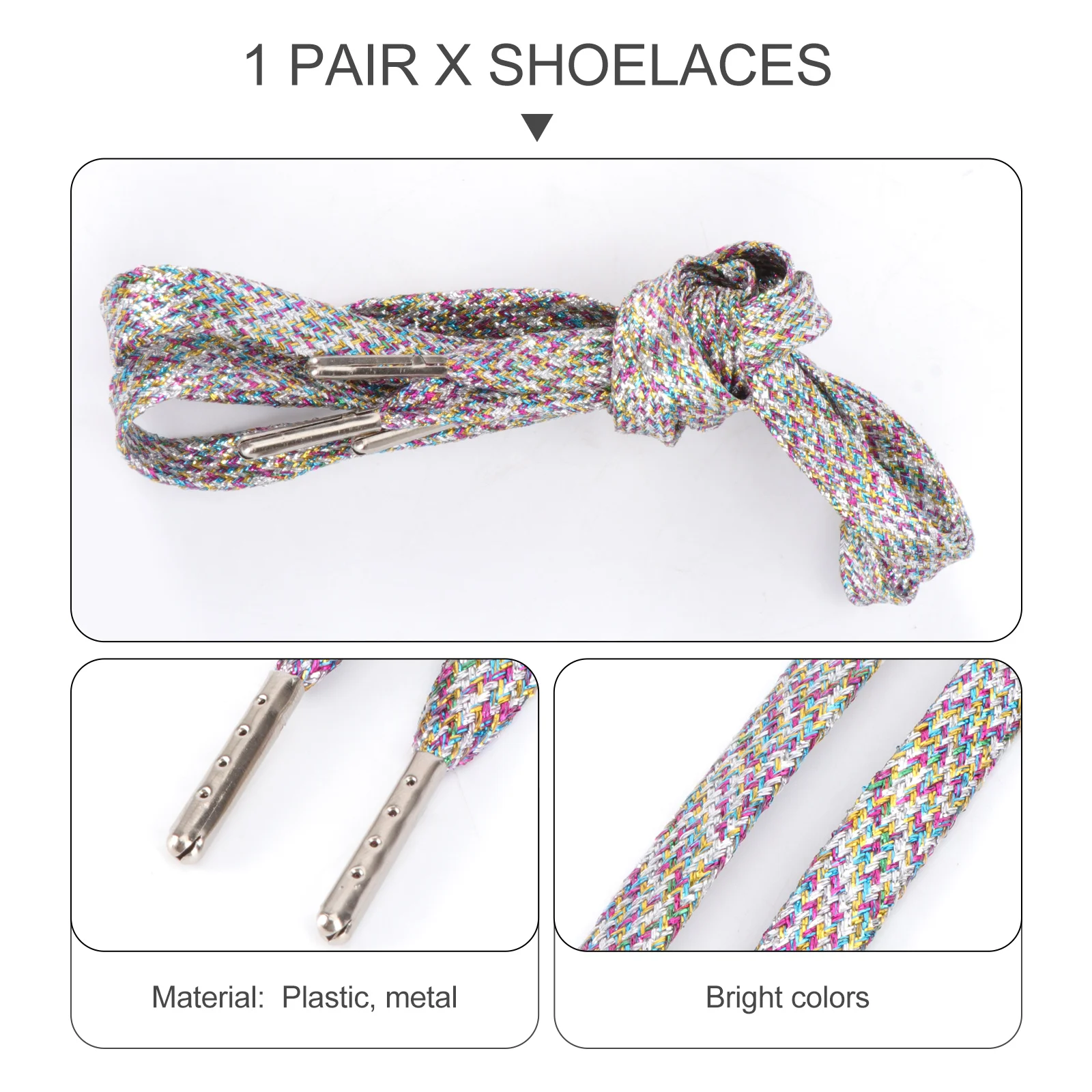 

1Pair Metal Head Shoelace Flat Plastic Practical Durable Tie for Sneakers Casual Sports Shoes Running Shoe Strings