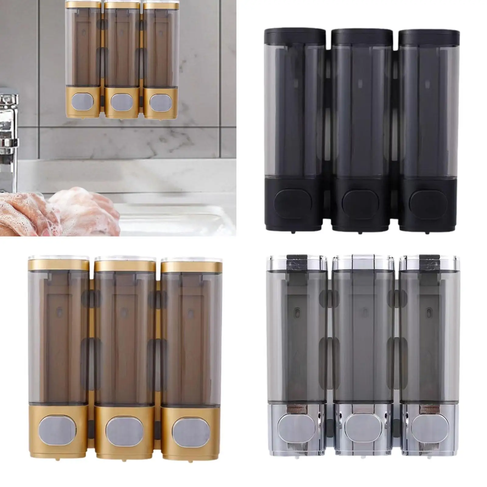 

Wall Mounted Soap Dispenser, Shampoo Container, Space Saving Refillable Manual