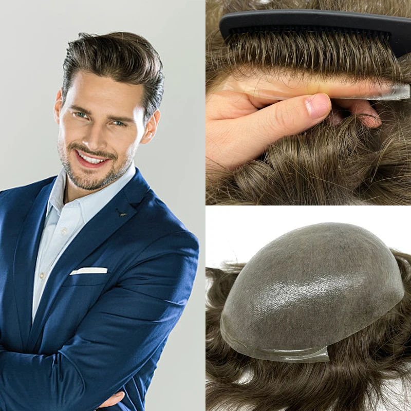 Skin All Over Toupee Durable High Quality Pu Skin Base Men Toupee 100% Human Hair Ttoupee Men