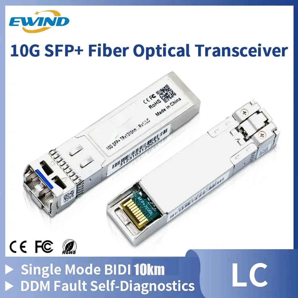 

Оптоволоконный модуль 10G SFP+, 20 км LC, симплексный оптоволоконный модуль SFP, одномодовый с коммутатором Cisco/Mikrotik/Huawei, полностью совместимый